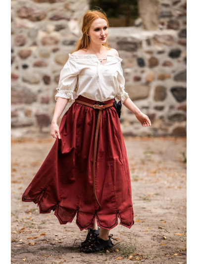 Trollfelsen Leonardo Carbone Mittelalter Gewandung Ritter Wikinger Burgfrau Magd Maid Stickerei Rock Svenja Rot _1_